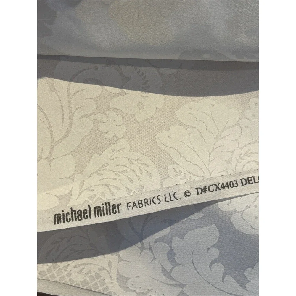 Michael Miller Delovely Damask White Tonal Cotton Quilting Fabric 2.2 Yd X 45